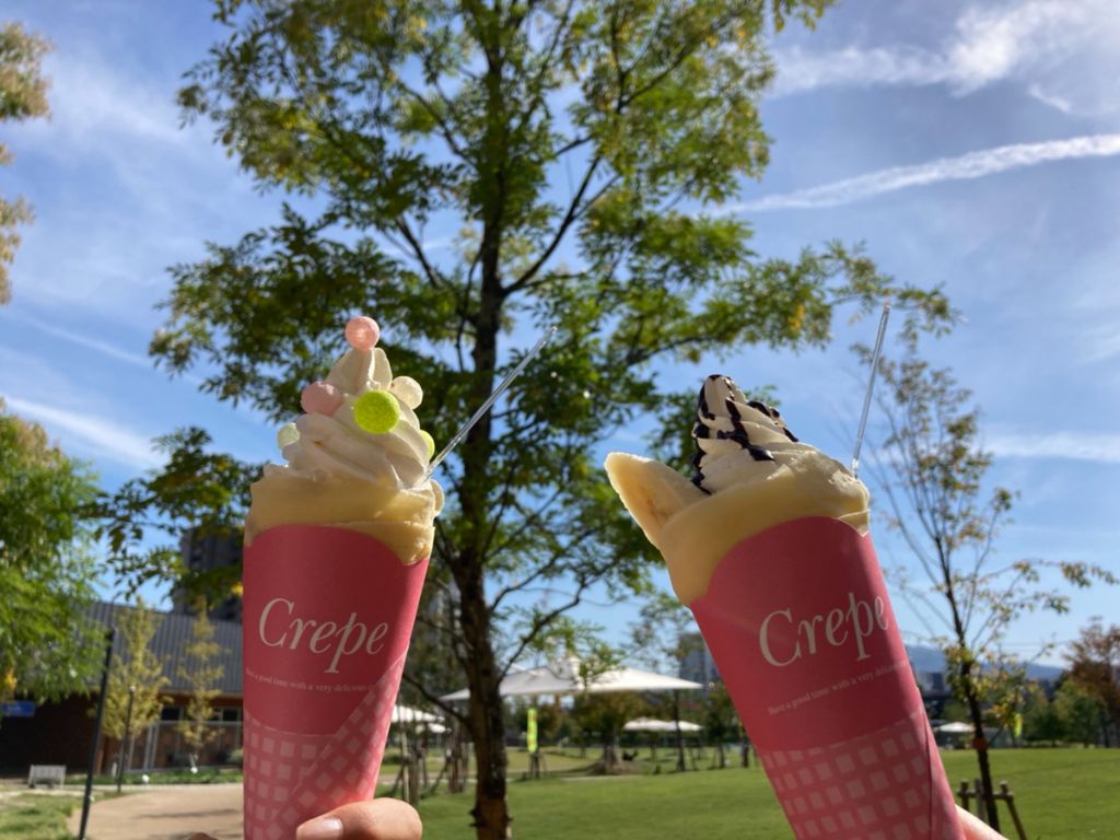 大津市にクレープ&ソフトクリームのお店「ホイップ＆ホイップ」がオープンしています！スイーツ系の甘いクレープはもちろん、小腹が空いた時のサラダ系クレープも充実！