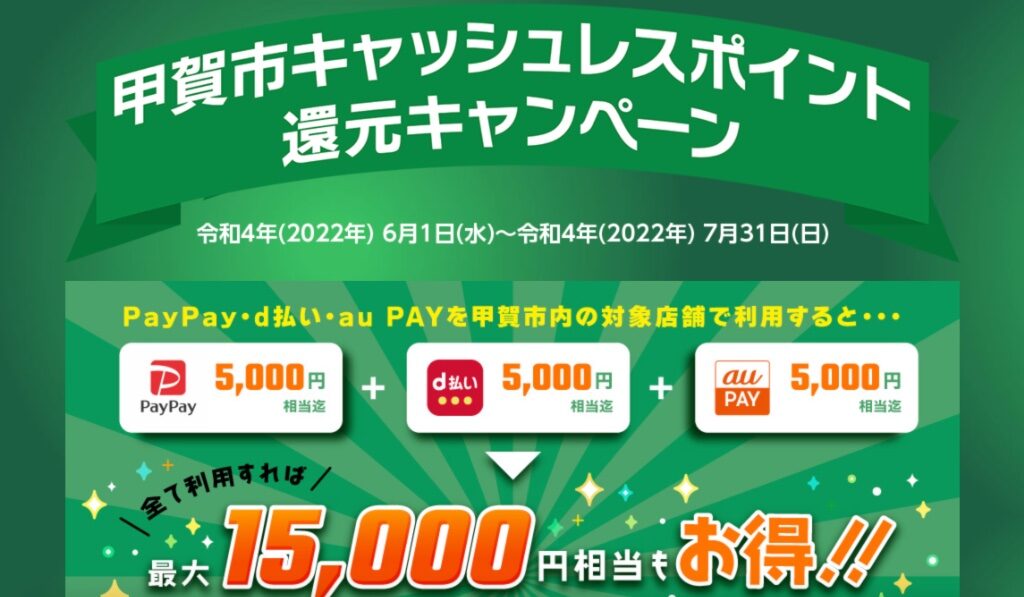 2022年6月開始滋賀県甲賀市キャッシュレスキャンペーン